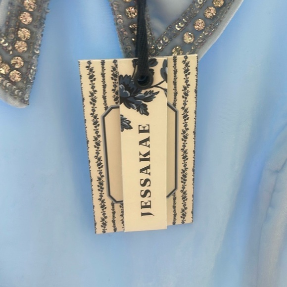 JessaKae Light Blue Mini Dress with Embellished Collar - Picture 2 of 3